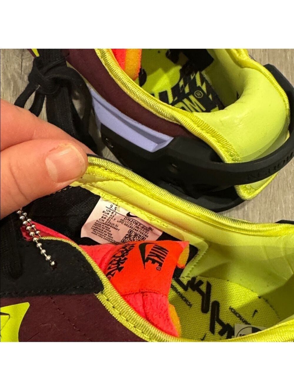 Nike Men's Burgundy and Neon Sneakers - Picture 8 of 12